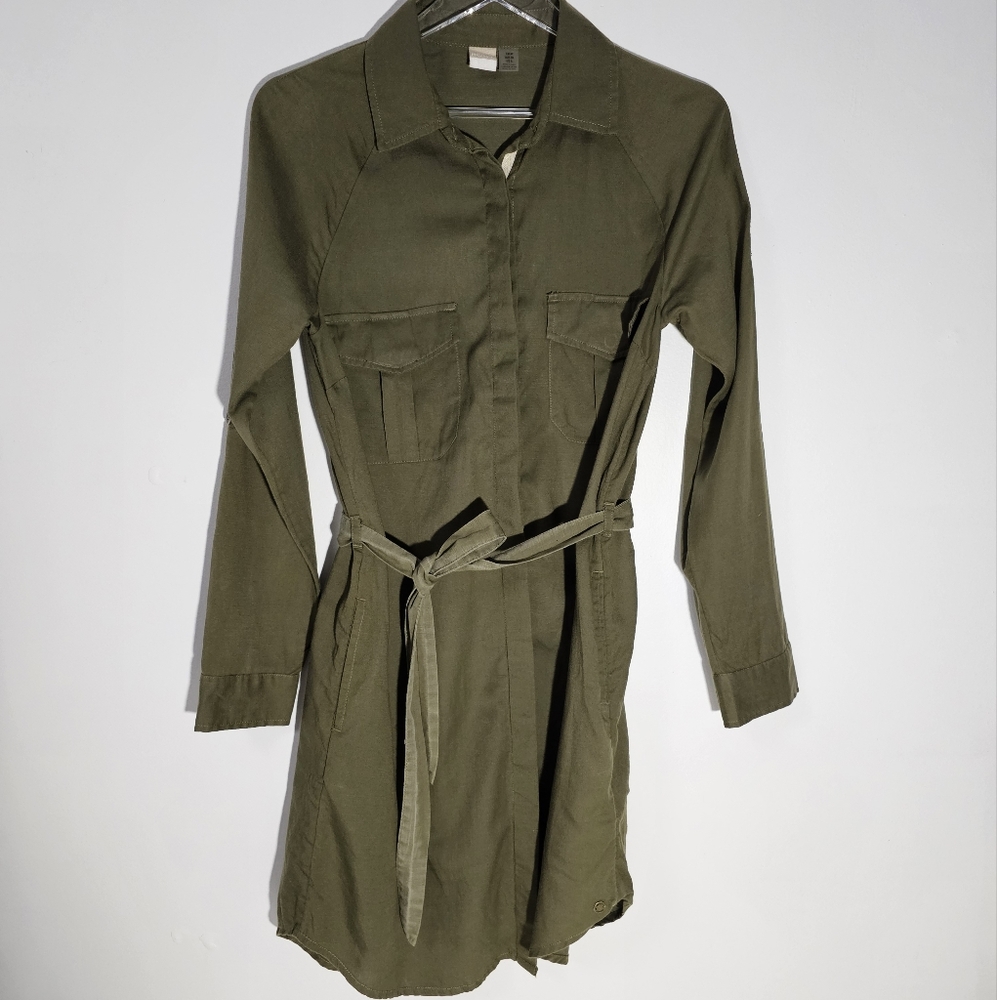 ♥︎ ROXY ♥︎ KHAKI SPHERE Longsleeve Shirt Dress Burnt Olive Mountain & Wa… - Picture 4 of 14